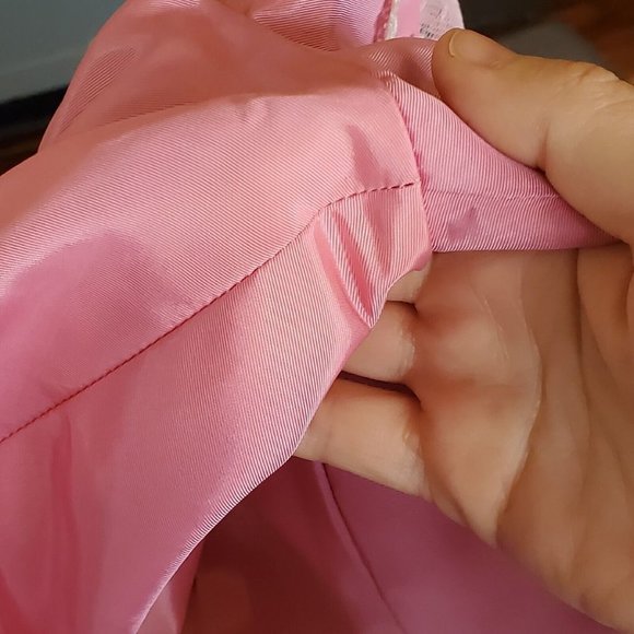 VTG 80s Pink Princess Dress Longsleeve Midi Taffeta Prom Formal Puff Sleeve Sz 4 - Picture 12 of 14